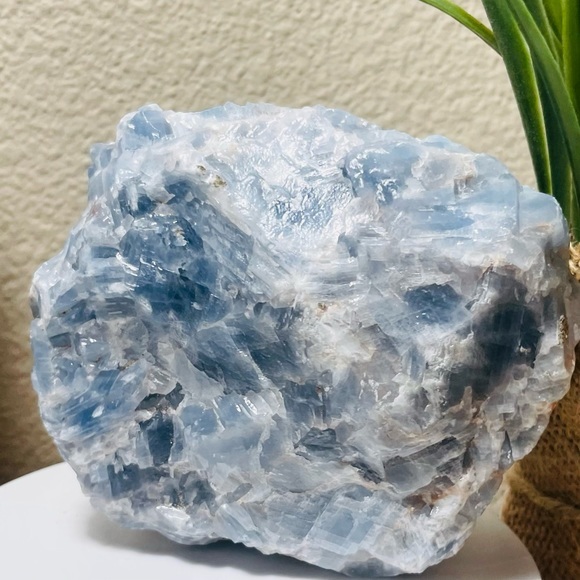 Big 483g Natural Rough Blue Calcite Quartz Crystal Raw Mineral Specimen Healing